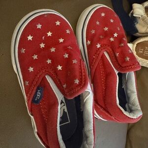 Vans Red Kids Shoes with Silver Stars
